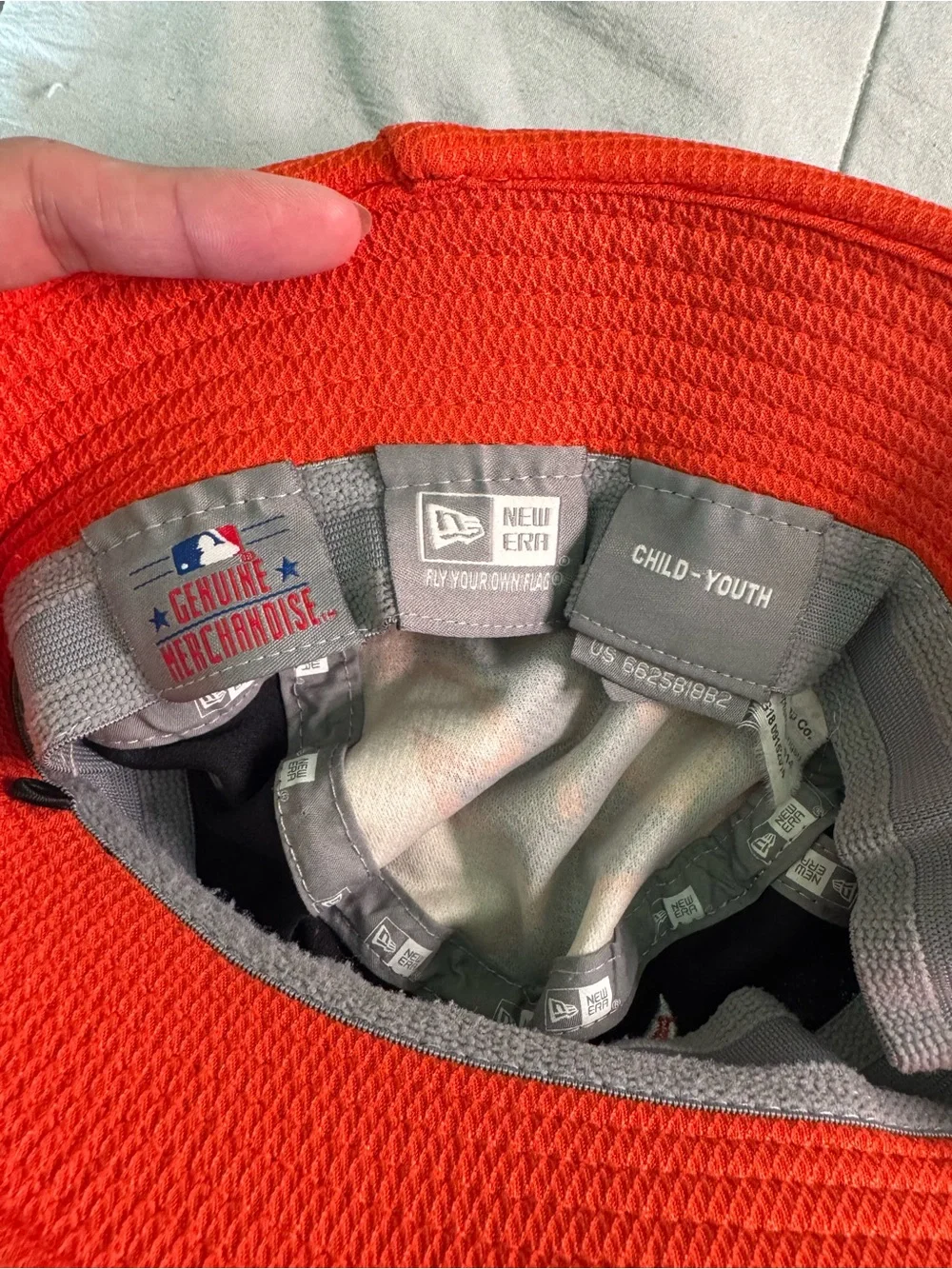 New Era Navy and Orange Kids Bucket Hat with Embroidered D